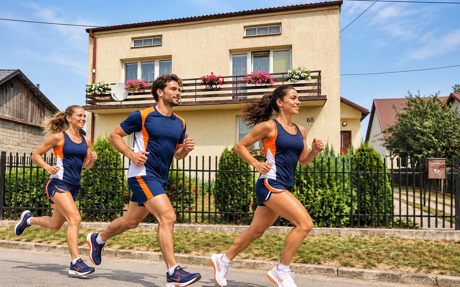 Running illustration for Bilcza: adult runners in a destination setting; not the featured race edition or its course.