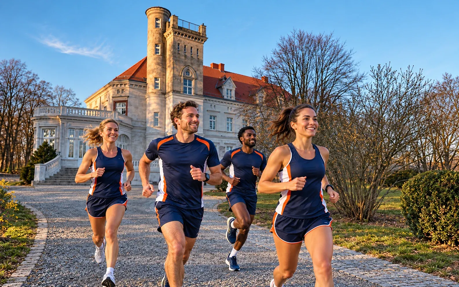 Running illustration for Chociule: adult runners in a destination setting; not the featured race edition or its course.