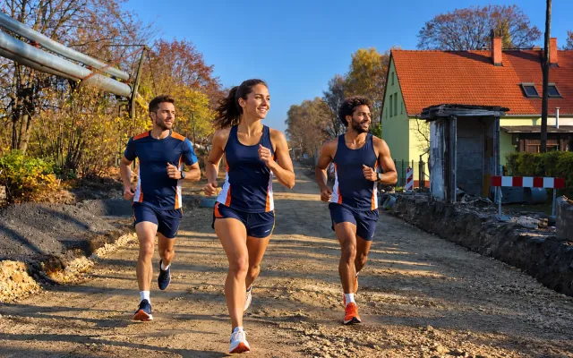Running illustration for Chorzów: adult runners in a destination setting; not the featured race edition or its course.