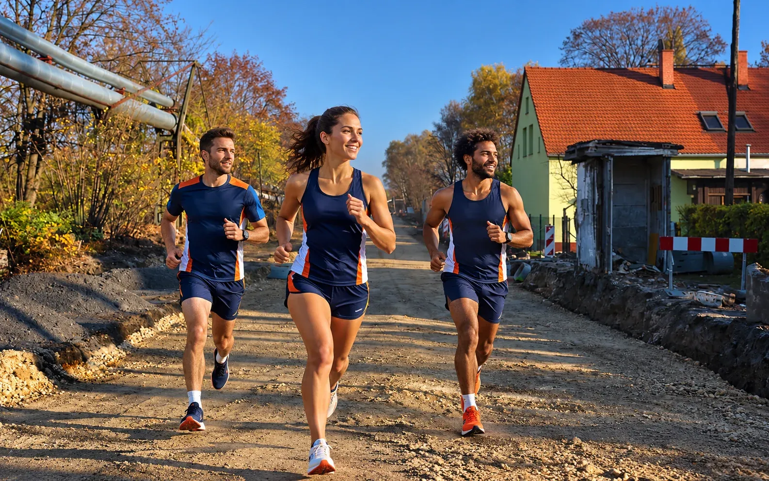 Running illustration for Chorzów: adult runners in a destination setting; not the featured race edition or its course.