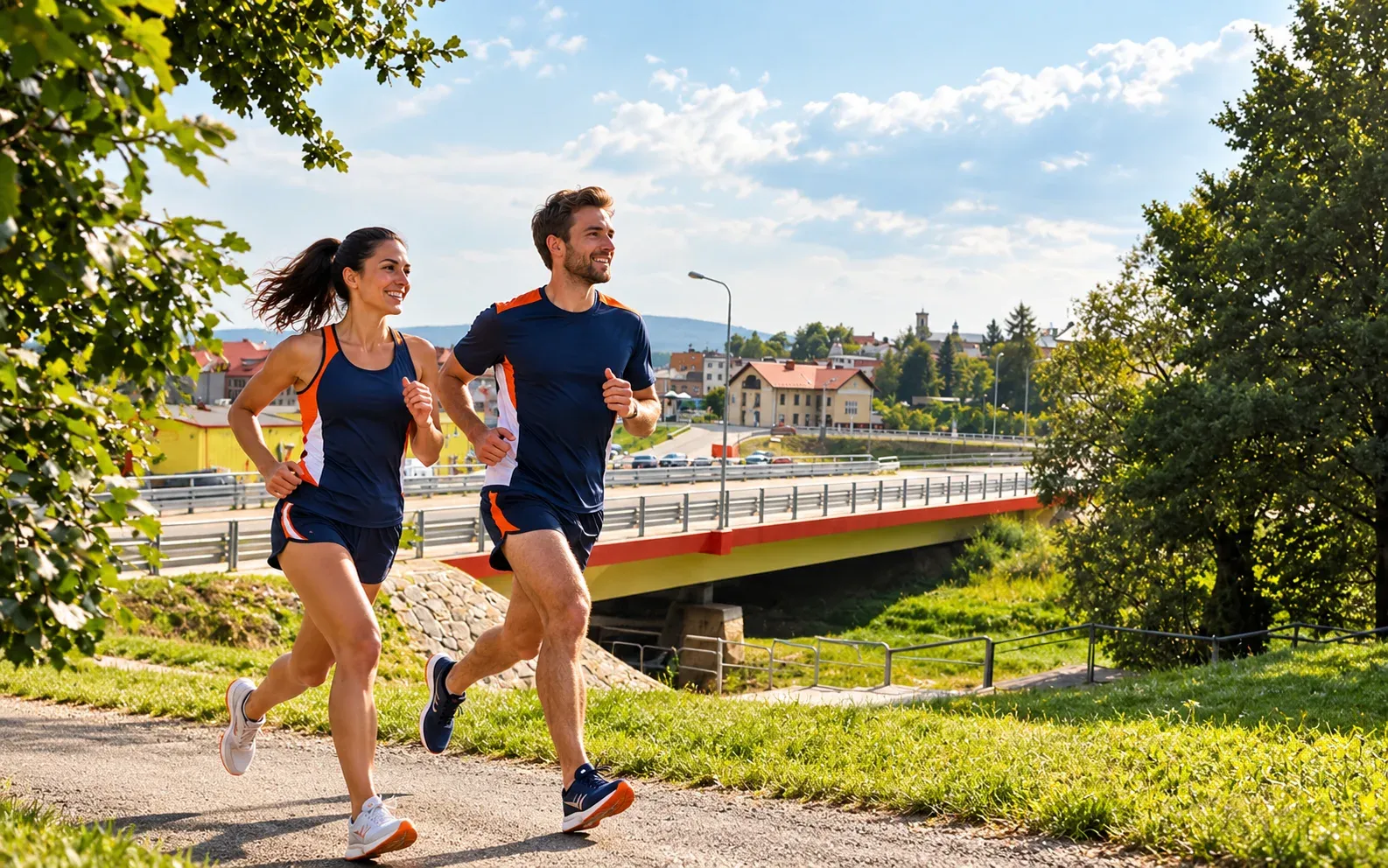 Running illustration for Gorlice: adult runners in a destination setting; not the featured race edition or its course.