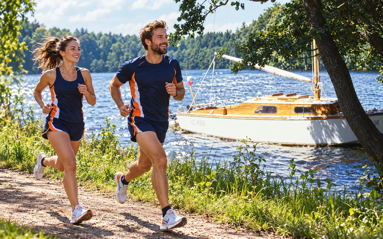 Running illustration for Kłodno: adult runners in a destination setting; not the featured race edition or its course.