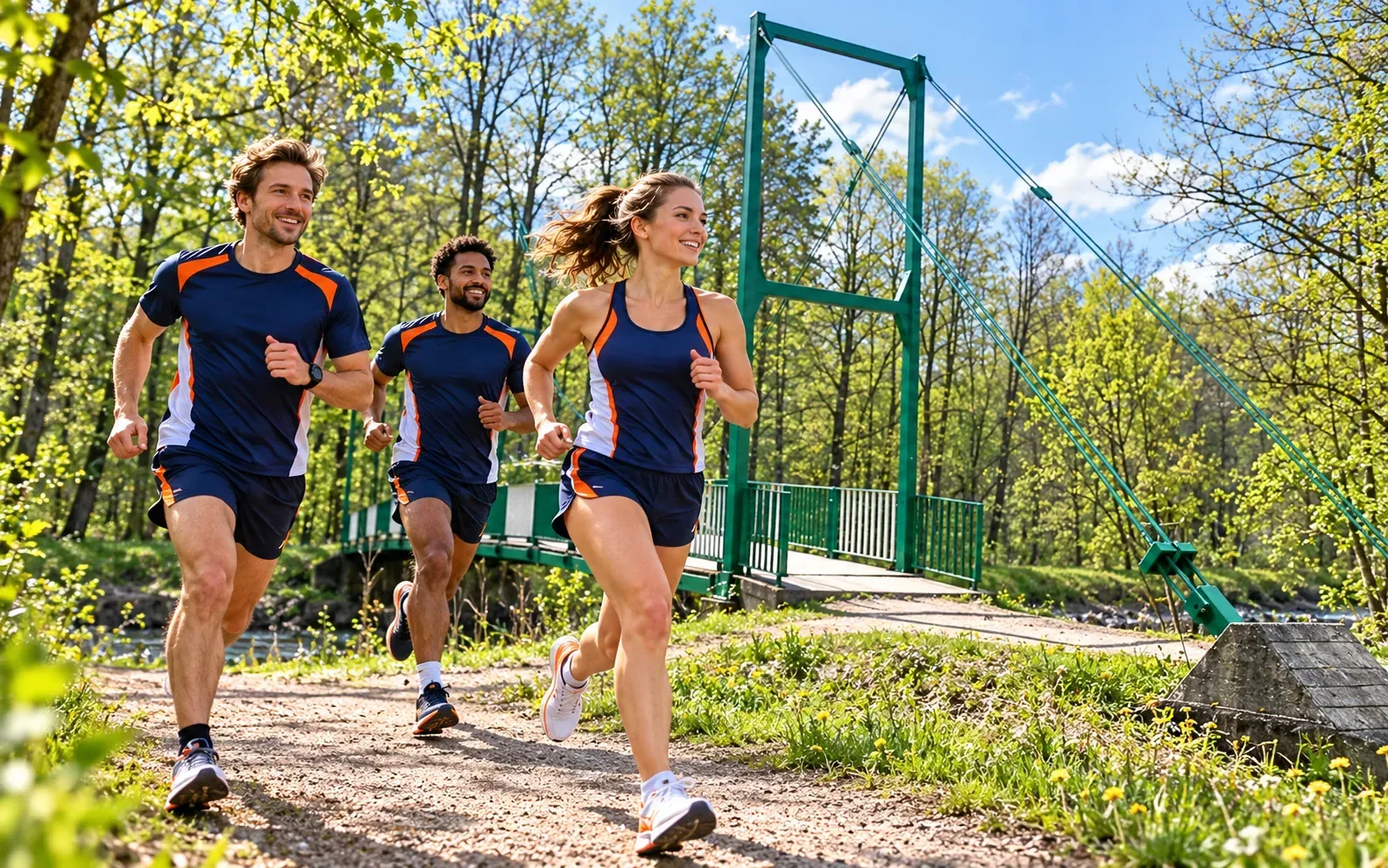 Running illustration for Lubliniec: adult runners in a destination setting; not the featured race edition or its course.