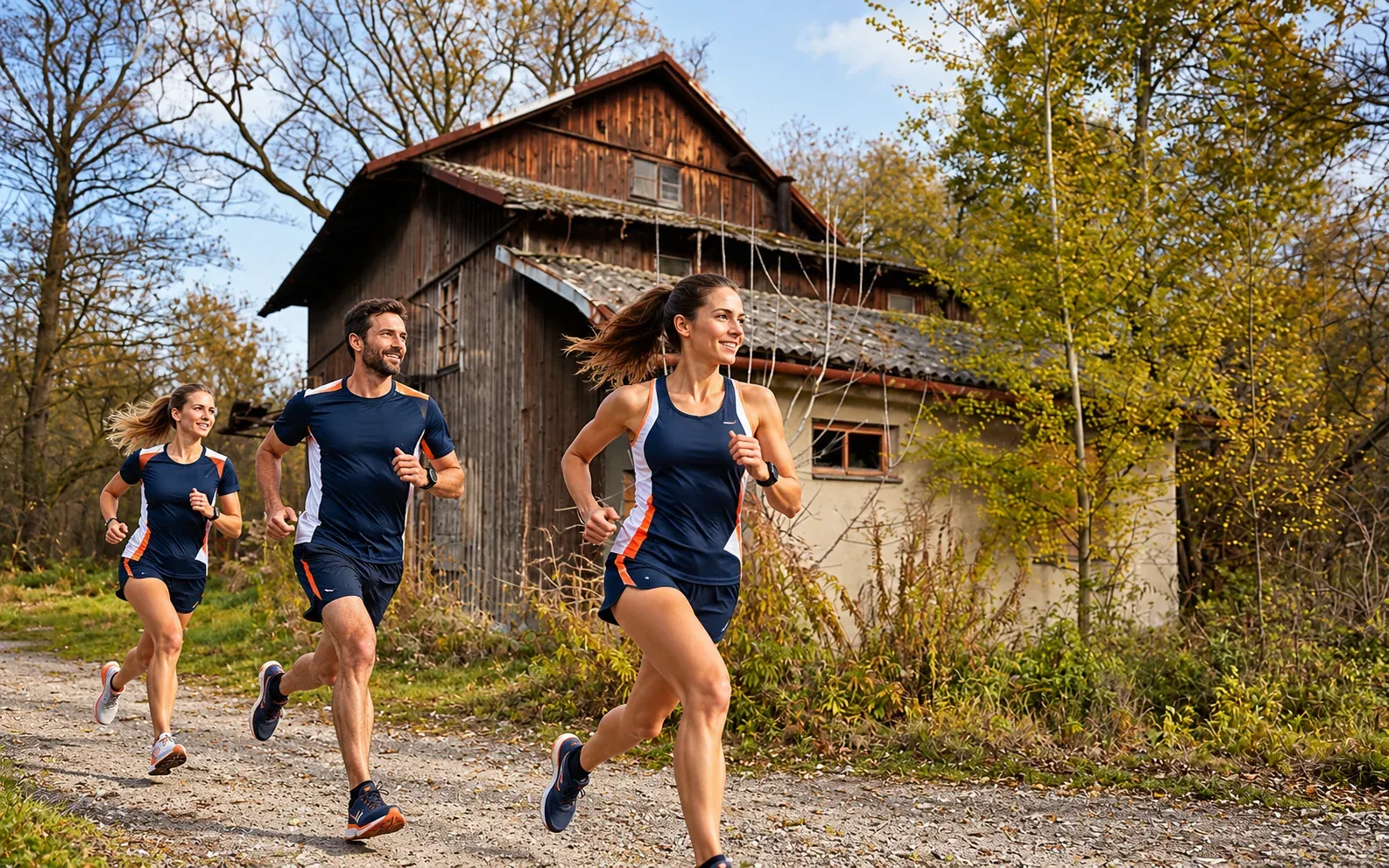 Running illustration for Michałowice: adult runners in a destination setting; not the featured race edition or its course.