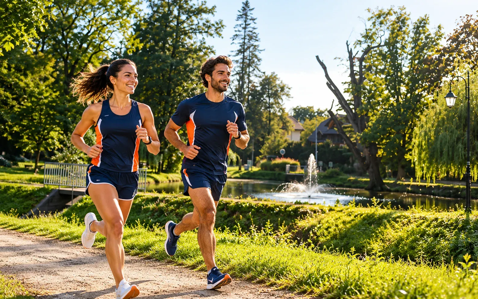 Running illustration for Oborniki Śląskie: adult runners in a destination setting; not the featured race edition or its course.