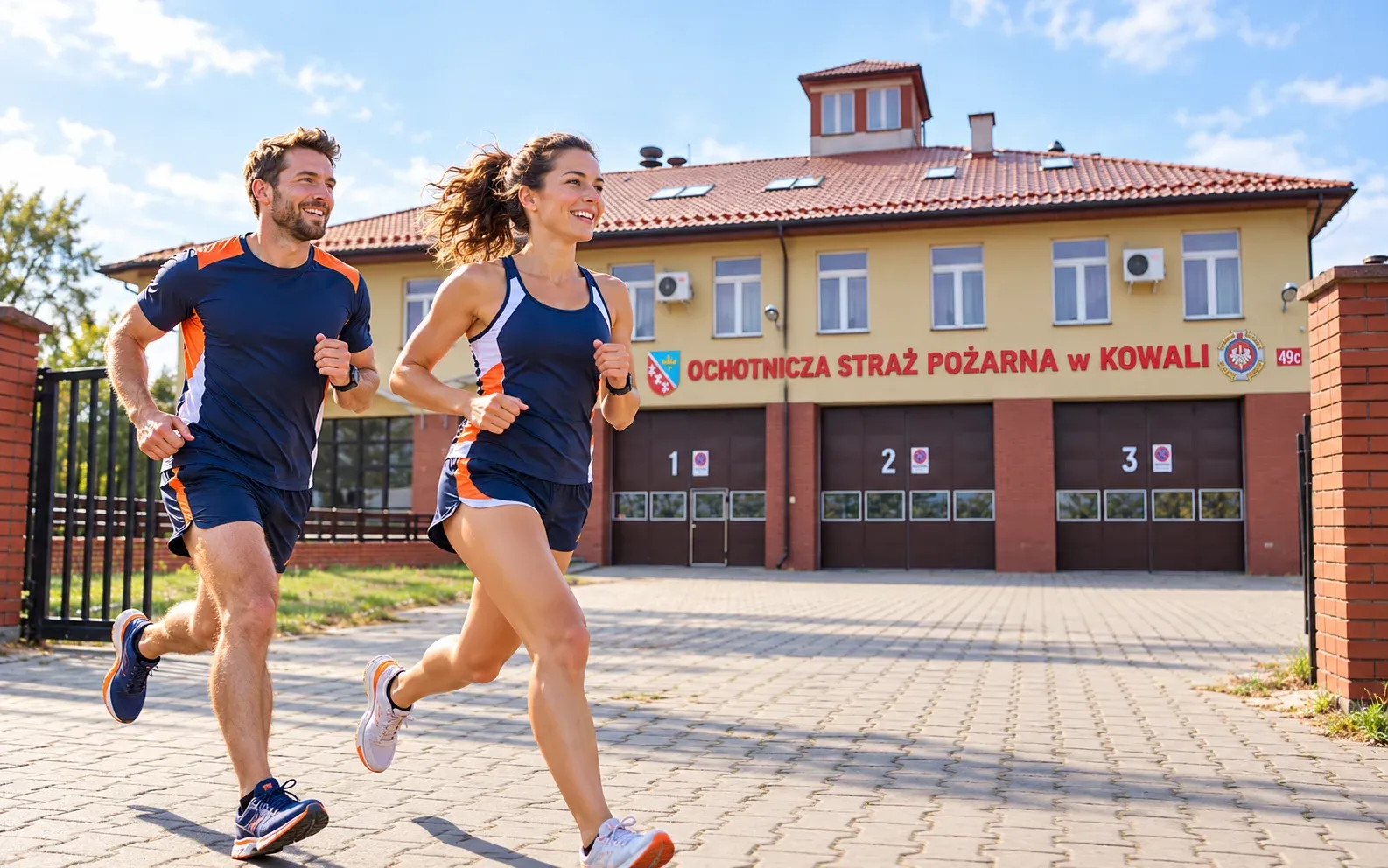 Running illustration for Sitkówka: adult runners in a destination setting; not the featured race edition or its course.