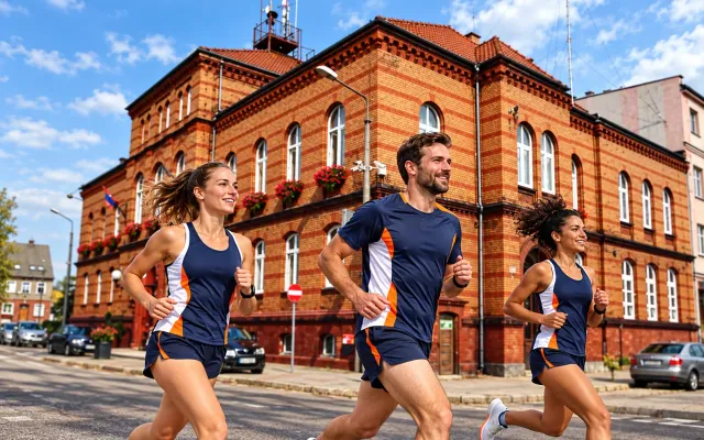 Running illustration for Starościn: adult runners in a destination setting; not the featured race edition or its course.