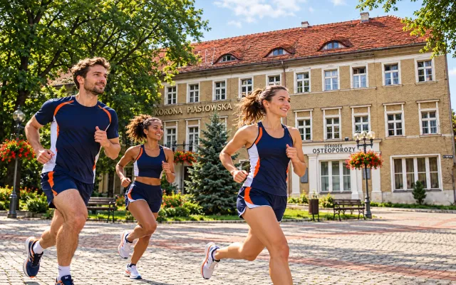 Running illustration for Szczawno-Zdrój: adult runners in a destination setting; not the featured race edition or its course.