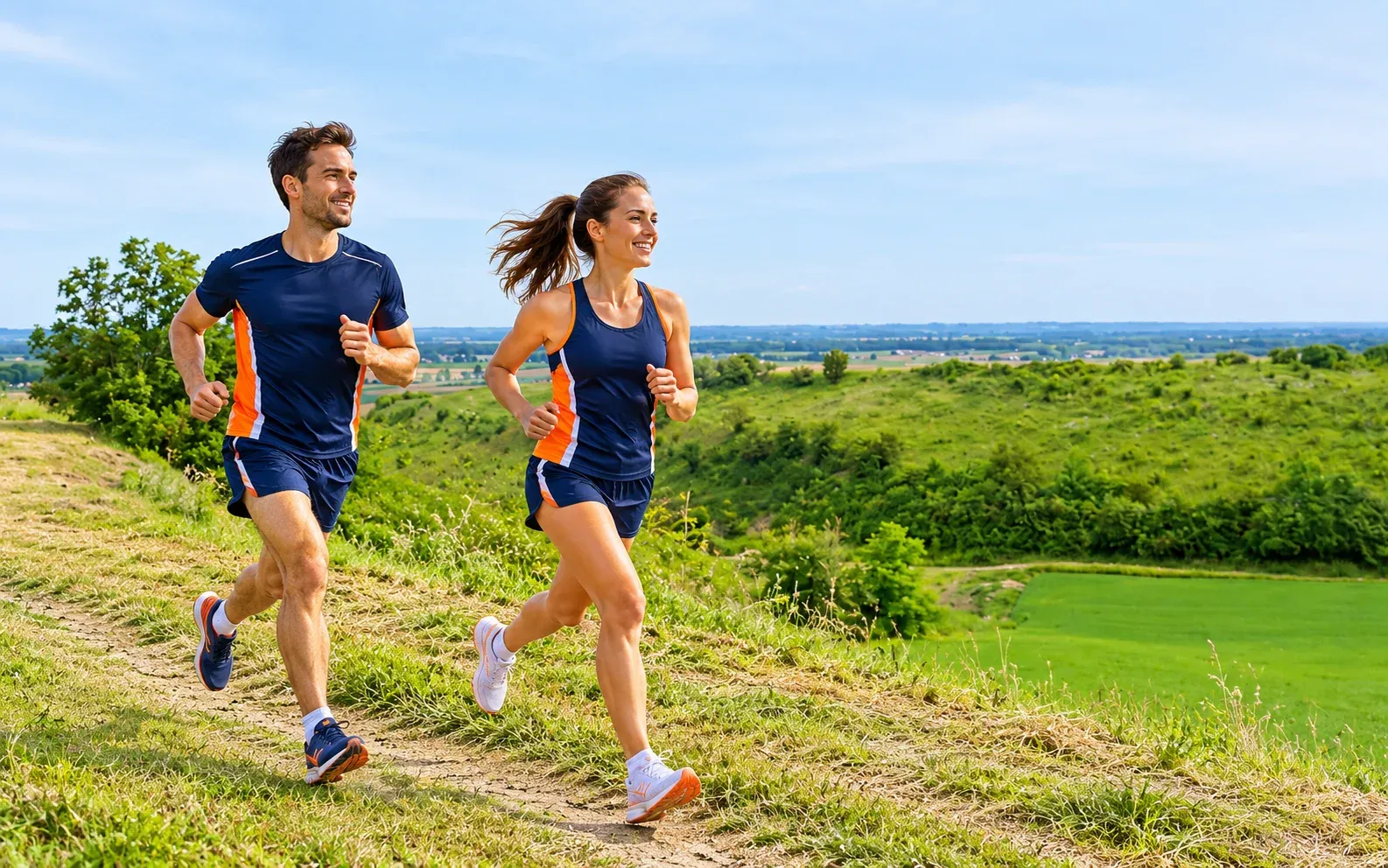 Running illustration for Unisław: adult runners in a destination setting; not the featured race edition or its course.