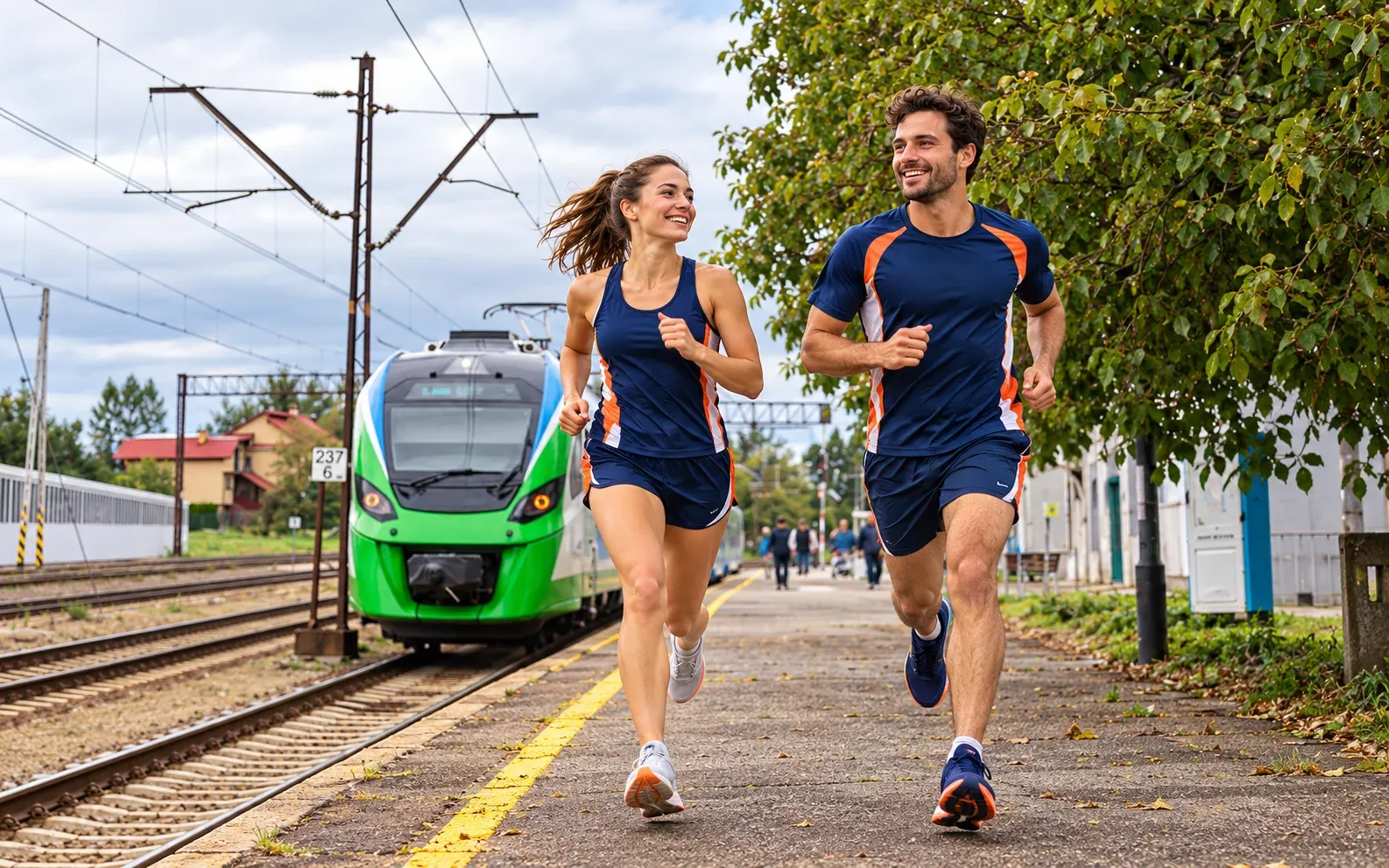 Running illustration for Żurawica: adult runners in a destination setting; not the featured race edition or its course.