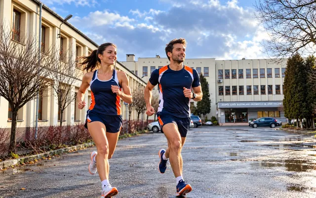 Running illustration for Żywiec: adult runners in a destination setting; not the featured race edition or its course.